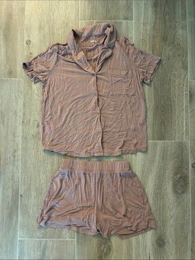GAP Women's Light Brown Short Sleeve Pajama Set XS